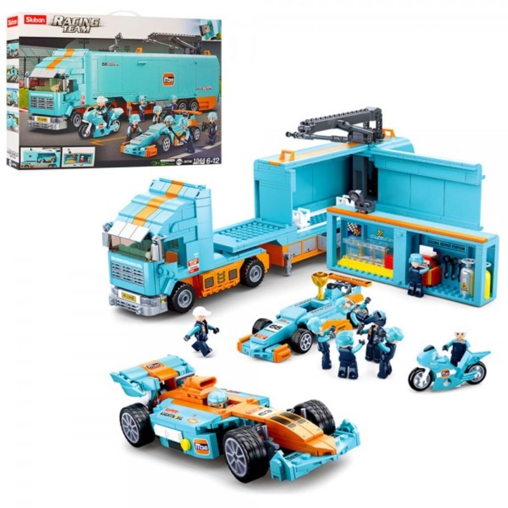 Конструктор типу лего 1044дет трейлер машина мотоцикл фігурки у коробці 62*43*9см M38-B0766 sluban