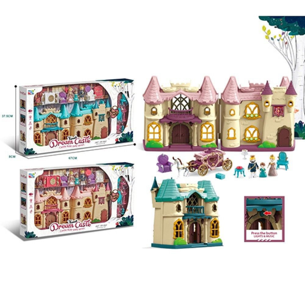 Замок 24-13см, звук, світло, меблі, фігурки, карета з конем коробка 67,5*37,5*8см KDL-06 Китай