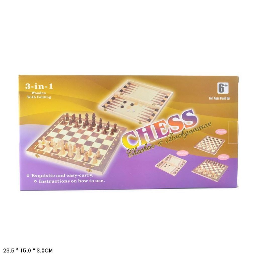 Настільна гра Шахи шашки нарди 3в1 у коробці 29,5*15*3см 622A Китай