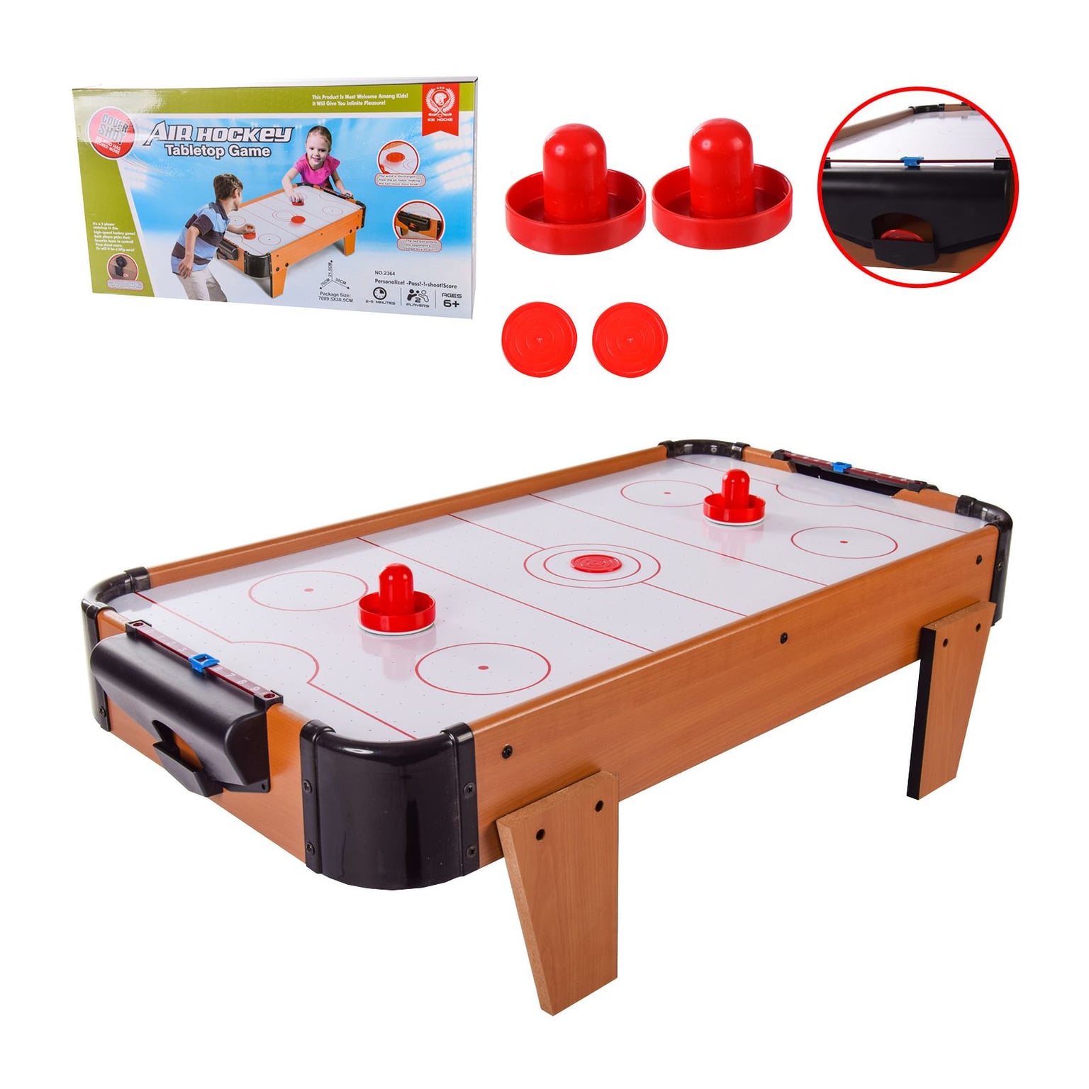 Аэрохокей настільний дерев на бат  76*38-в21,5см шкала вед рах в коробці 2364 Китай