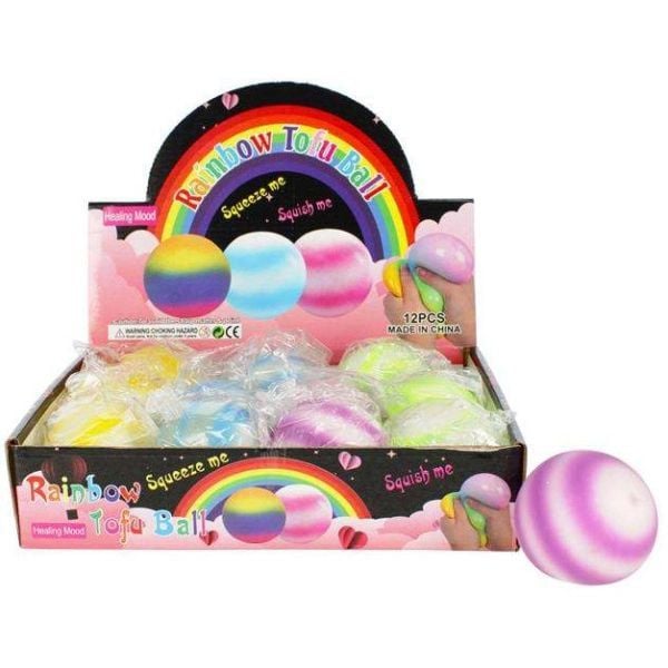 Антистрес м'ячик веселковий мялка 6,5см у пакеті 0613-12 К