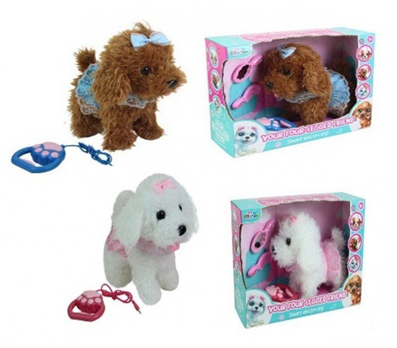 М'яка іграшка песик  на повідку  в коробці 35*12*26см CL1738A/B україна