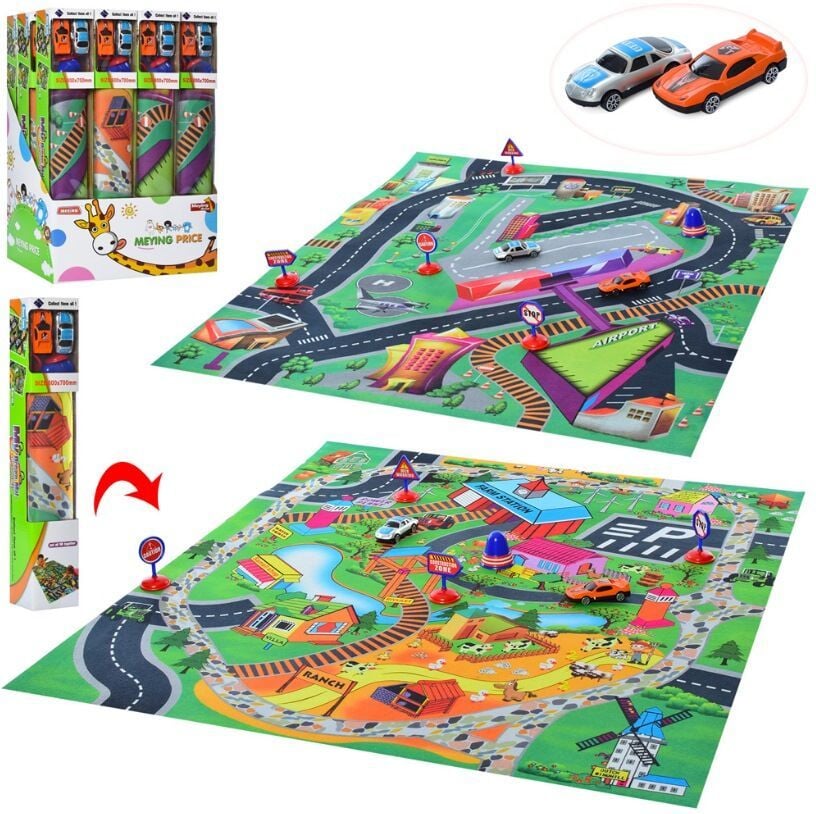 Коврик ігровий 69*80см дорожіні знаки  машинки 2шт в коробці 50*12*12см 019A-4D-6D Китай