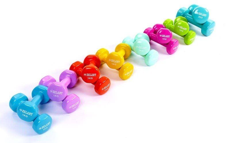 Гантелі 1кг для фітнесу з вініловим  покриттям FT0862 Китай
