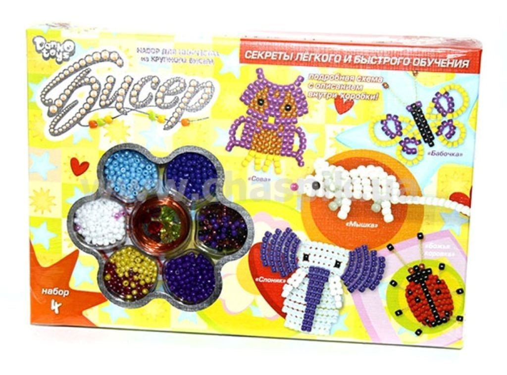 Бісер набір для творчості середній проволока схеми в коробці 28*19*4см Б6-4 Danko toys