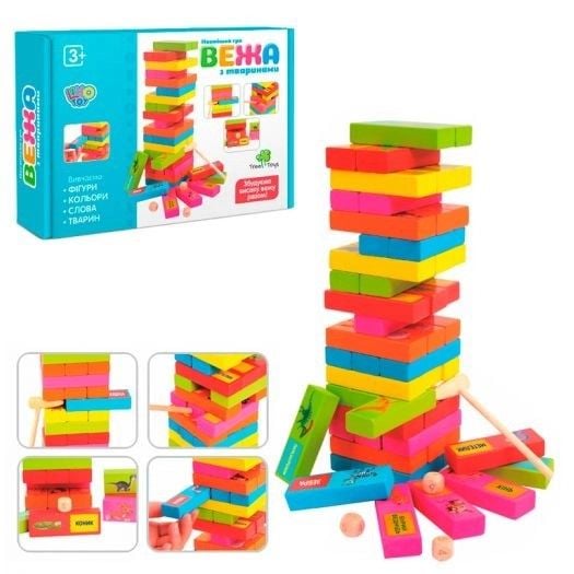 Гра Вежа дерево тварини молоток коробка 24*18,5*5,5см MD2336 Китай