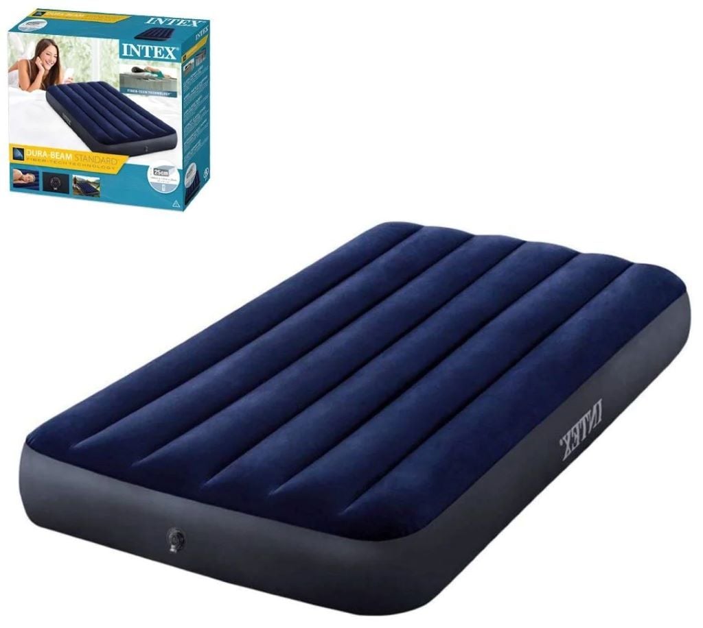 Надувний матрас велюр синій 137*191*25см 64758 intex