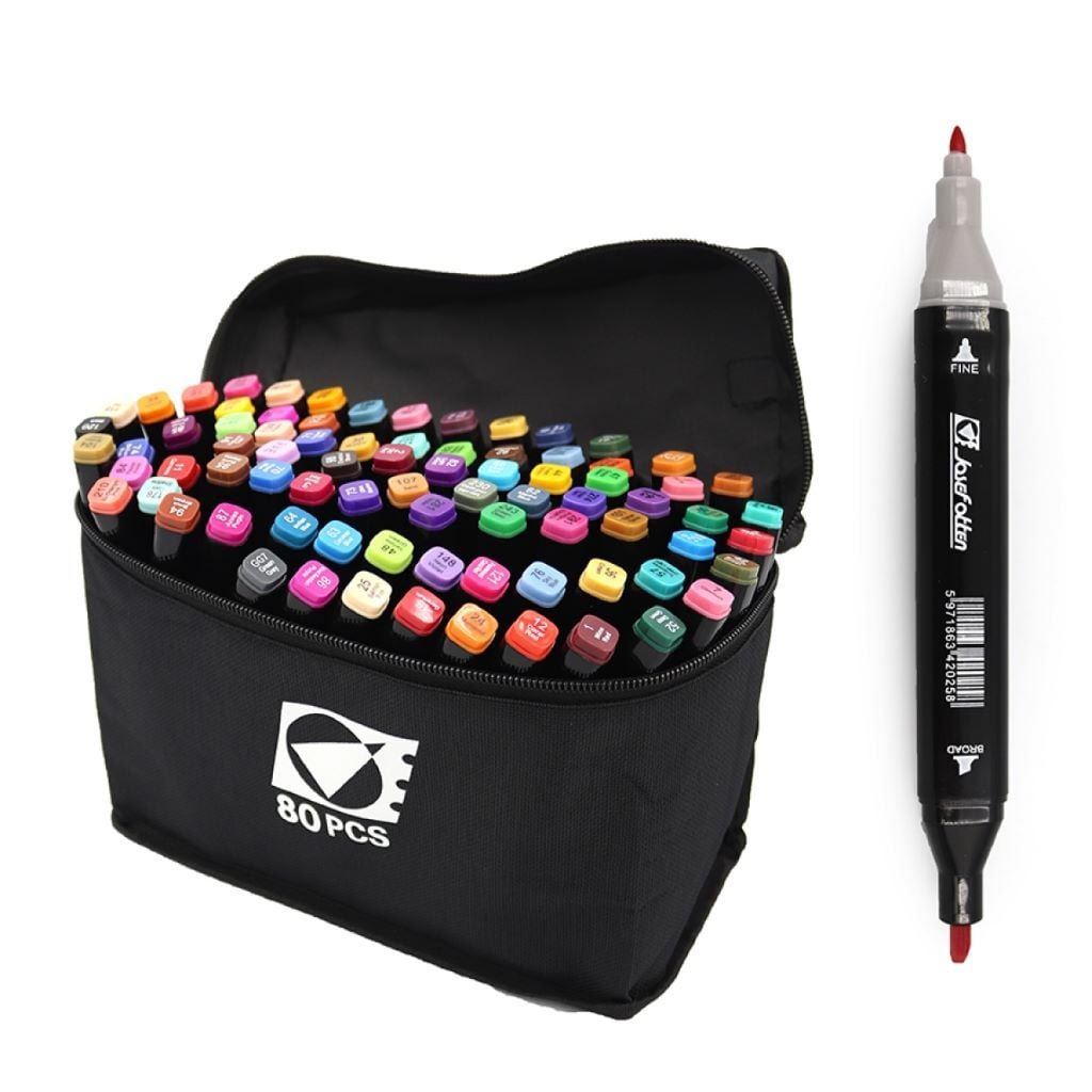 Скетч маркери набір 80шт двосторонні в сумці мікс  кол ST40662 Josefotten
