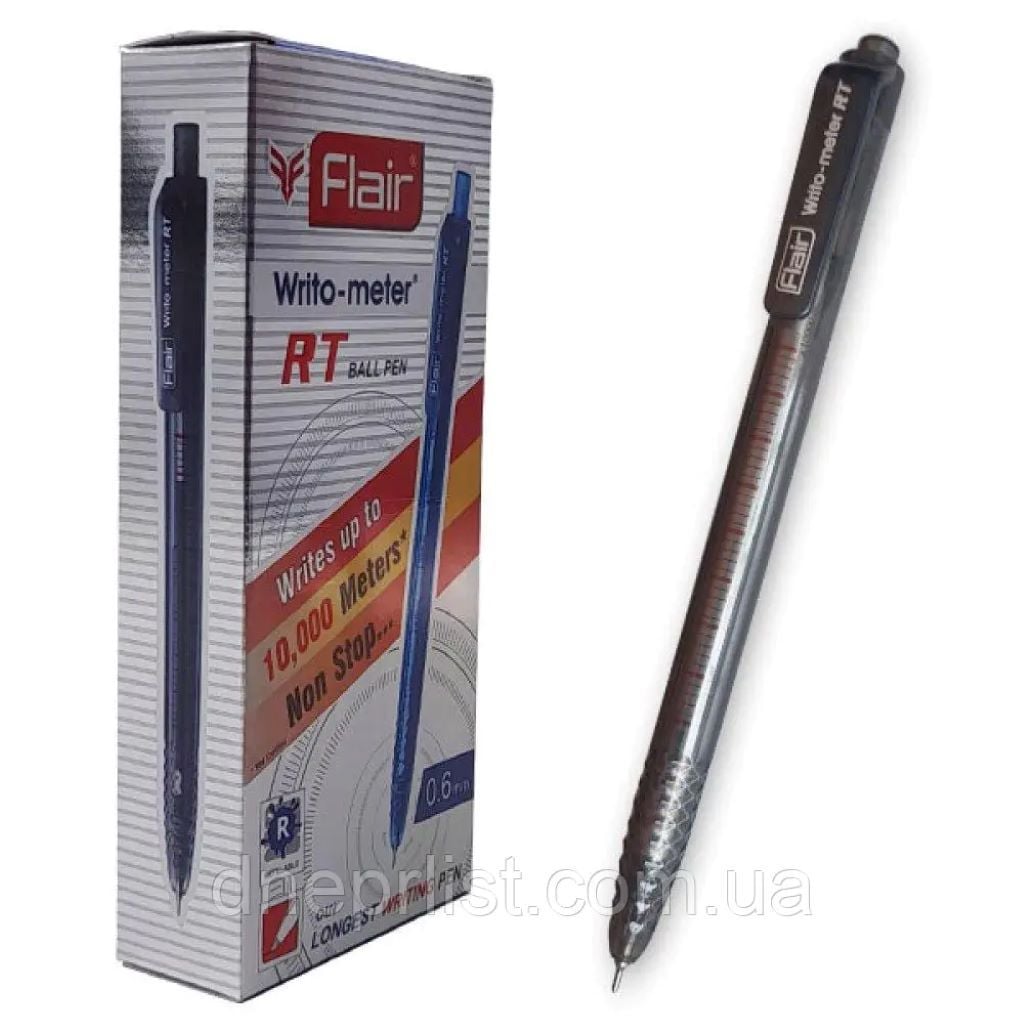 Ручка кулькова 0,6мм 10км автомат чорна 1311 Flair