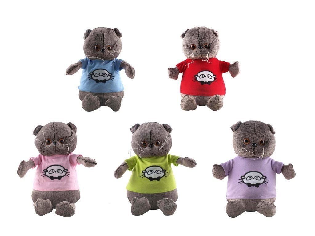 М'яка іграшка Кіт Басік 24см у футболці Basik сірий 52154 Сонечко