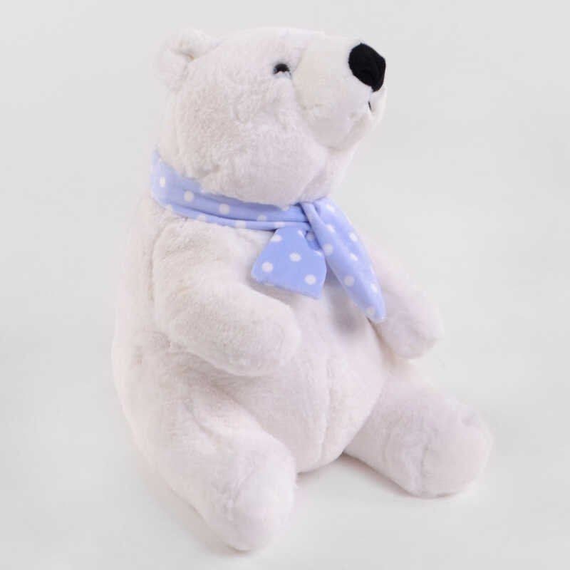 М'яка іграшка білий ведмедик з шарфом сидячий 30см M47215 Україна