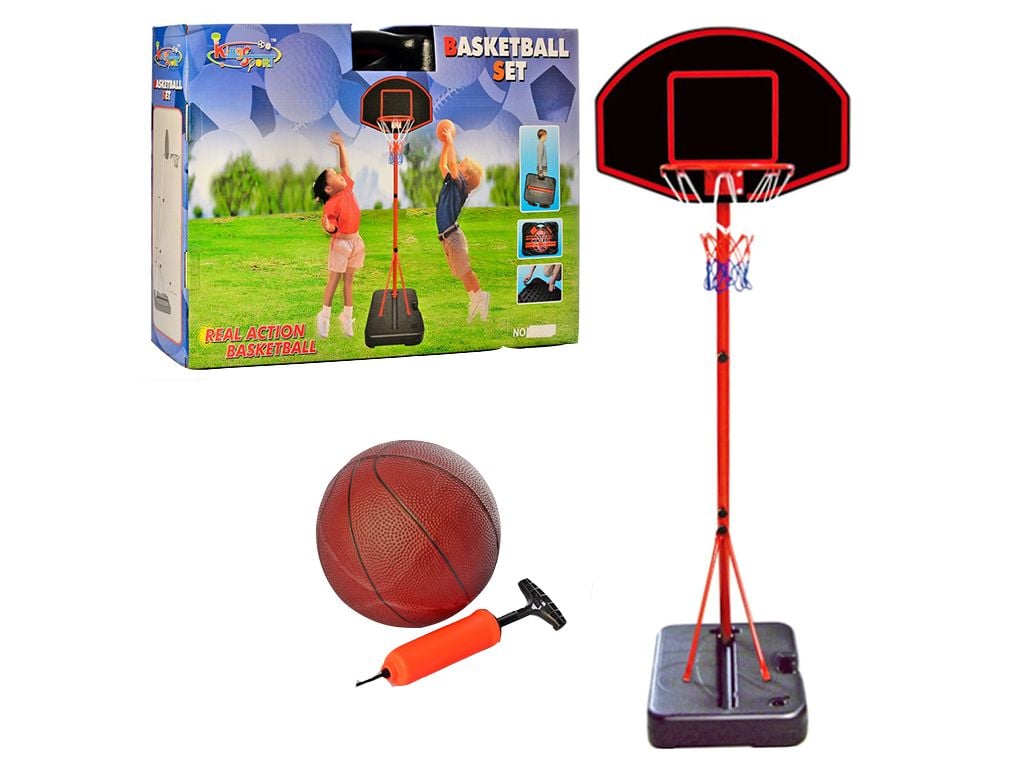 Баскетбольне кільце 188*46см на стійці щит сітка м'яч насос валіза 68*47*12см MR0327 країна іграшок