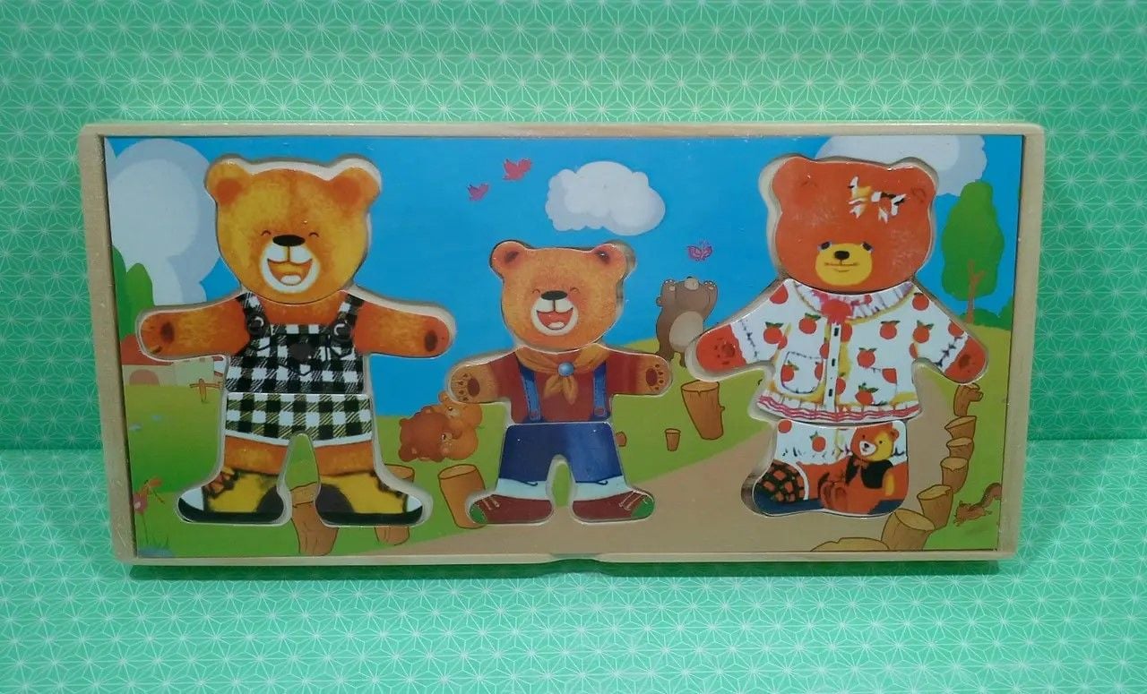 Дерево логіка  Рамка вкладиш одягни Ведмедя  коробка 39401 Китай