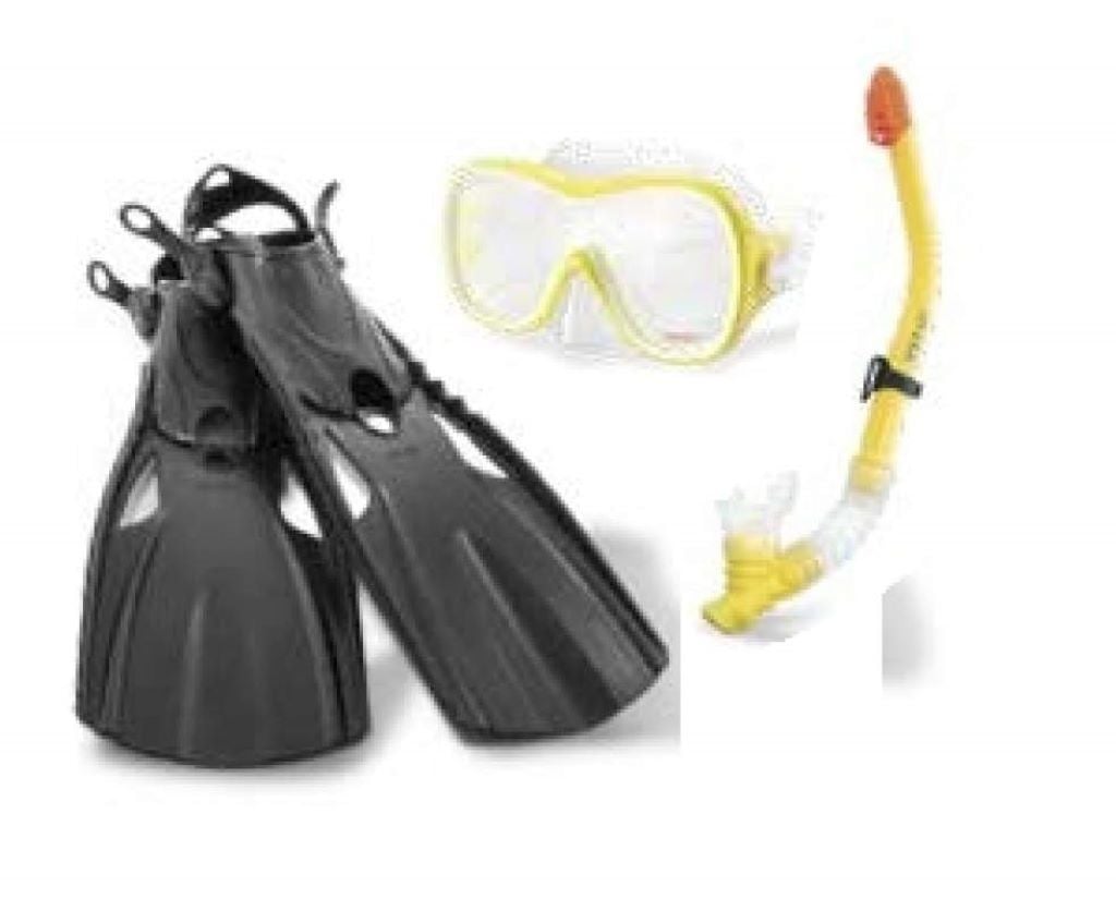 Набір для плавання маска та трубка ласти-розмір М 24-26см від 8 років сітка 55658 intex