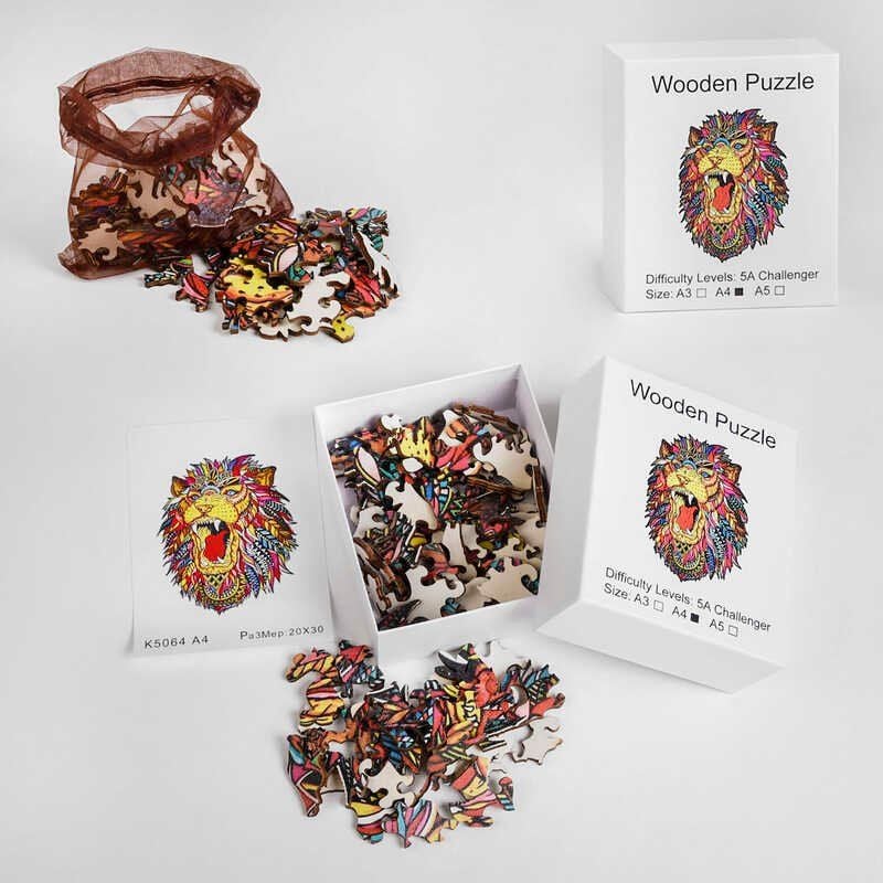 3D пазли дерево Лев А4 коробка 14*12*4см K5064 Китай