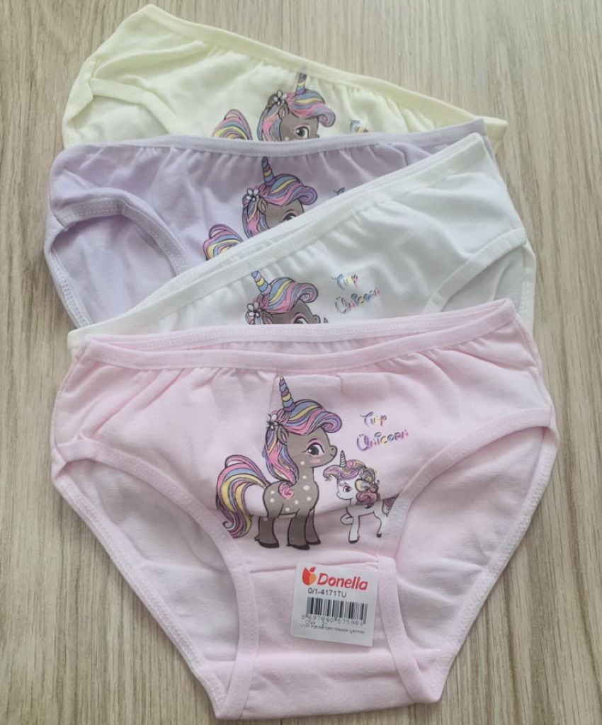 Труси для дівчинки плавками трикотаж з малюнком Єдинороги мікс кольорів 4171TU Donella 0-1р
