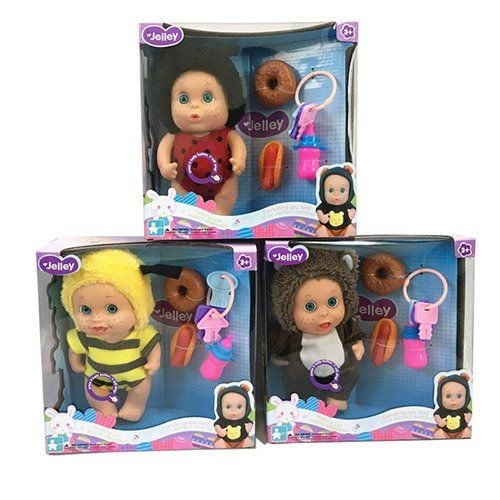 Пупс вініл 22см в одязі комахи бат звук аксесуари їжа коробка 24*24*9см AD012B jelley