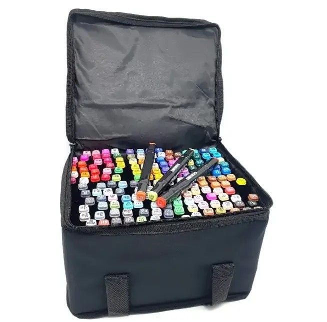 Скетч маркер двосторонній набір 168шт в чорній сумці 999448 К