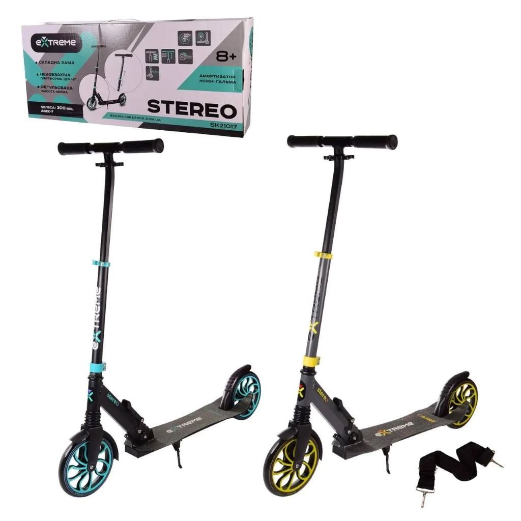 Cамокат 2-х колісний d200мм PU Extrime Motson Stereo у коробці SC21017 Extreme