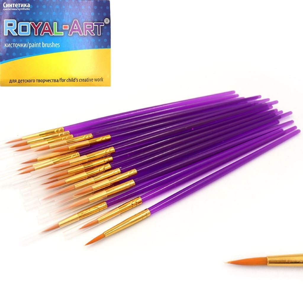 Пензлик №1 нейлон круглий 16см пласт ручка RA7611 Royal-Art