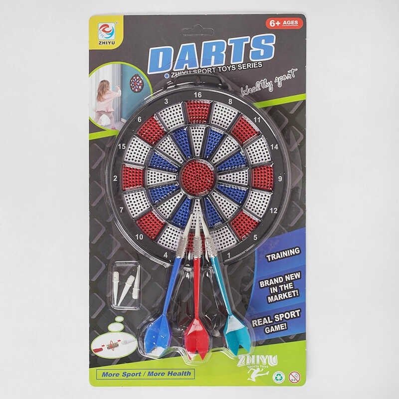Дартс d17см силікон дротики 3шт в  блістері 34*21см ZY3003 Китай
