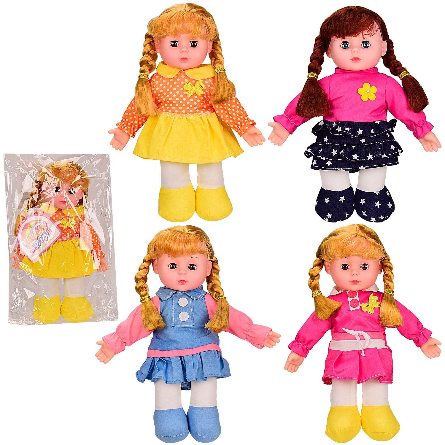 Лялька м'яконабивна 28см  співає пісню на англ.мові в пакеті LY3001//5/6/7 Китай