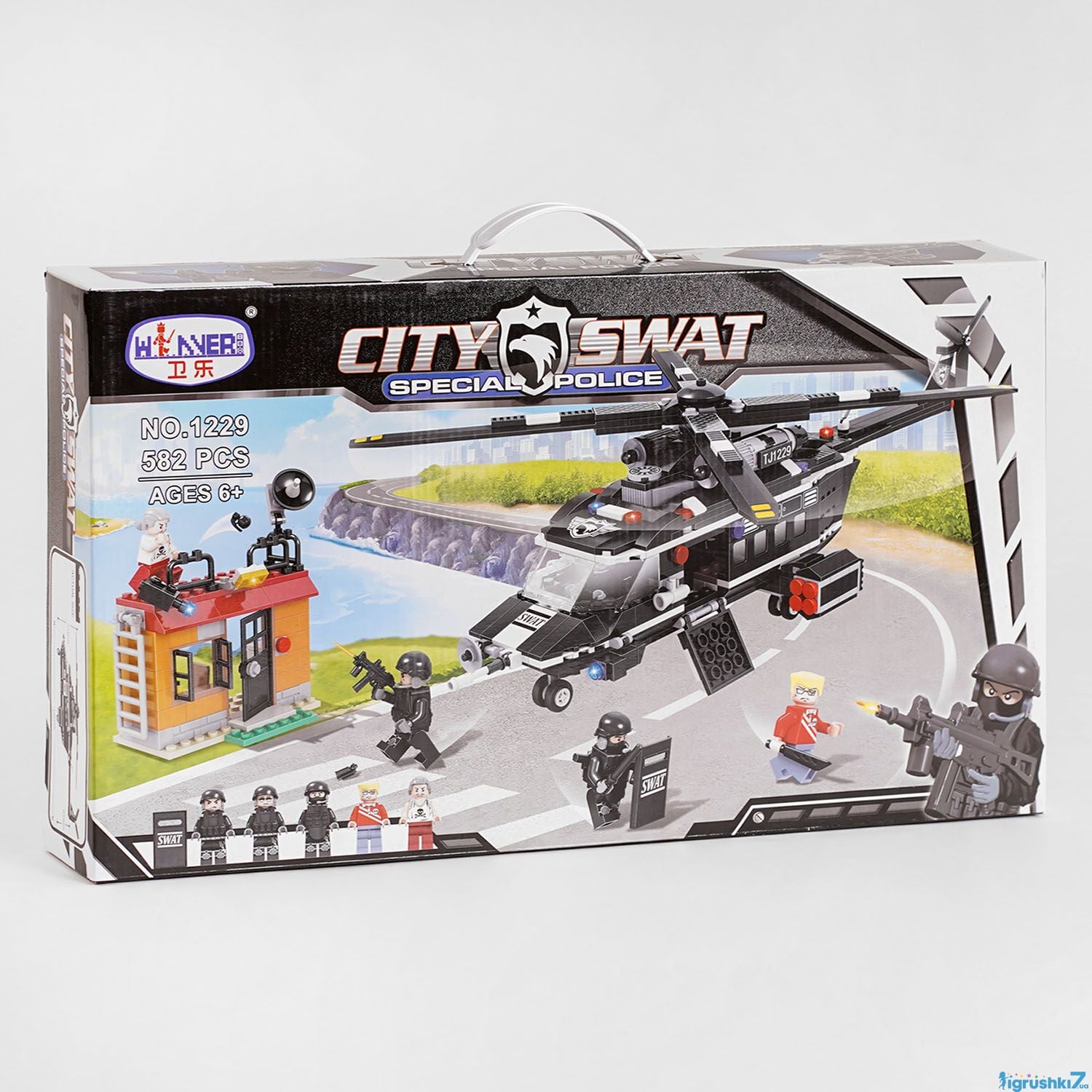 Конструктор 582д City Swat  Поліцейський гелікоптер фігурки коробка 52*30*7см 1229 Китай