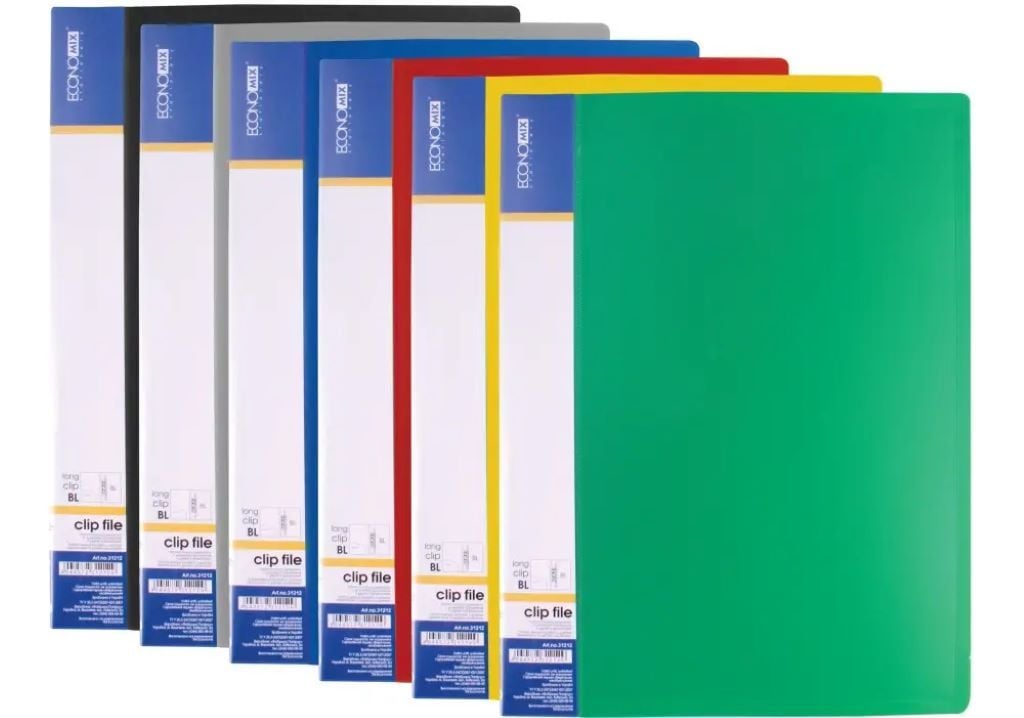 Папка А4 з пластику з притиском мікс кол 31212 Econo mix
