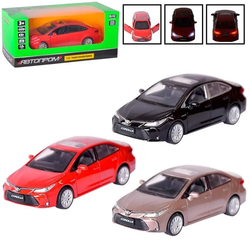 Машина метал 1:33 Toyota Corolla світло звук  відчин двері в коробці 18*9*9см 68432 Автопром
