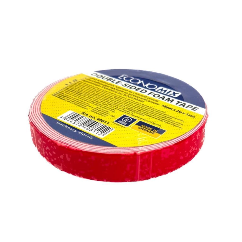 Скотч двосторонній на пінний основі 1,8см 2м 40811 Econo mix