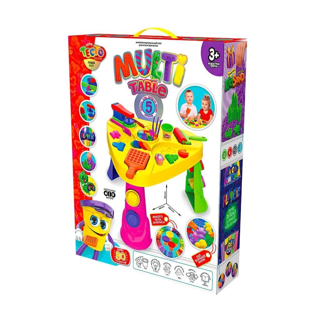 Столик для ліплення Multi Table 40*40*30см тісто для ліплення формочки у коробці 52*39*11см MTB-01-01U Danko toys
