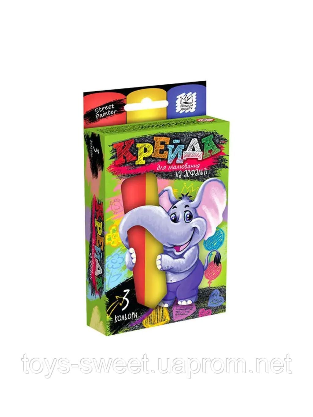 Крейда кольорова кругла 3шт для асфальта в коробці 11*7*2см MEL-01-01U Danko toys