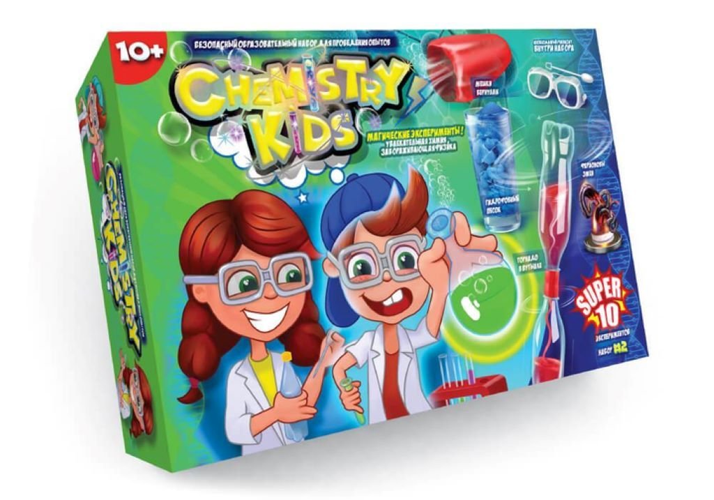 Досліди набір Chemistry Kids 10експериментів по хімії і фізиці в коробці 23*35*10см CHK-01-02U Danko toys