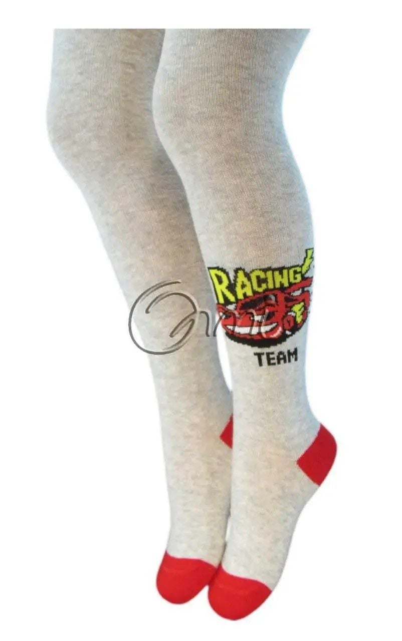Колготи демісезонні малюнока Тачка Racing Team світло-сірі 8217 Легка хода 74-86р