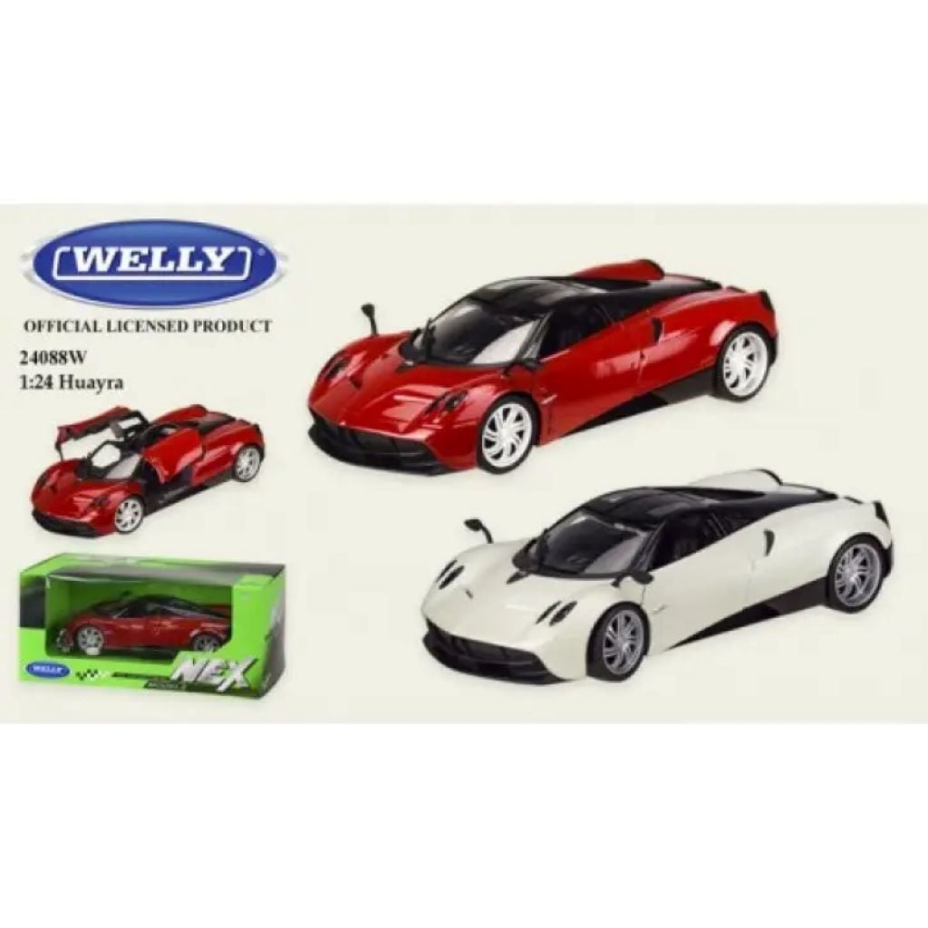 Машина металева 1:24 Pagani Huayra відкрив двері гумові колеса у коробці 23*11*10см 24088W Welli