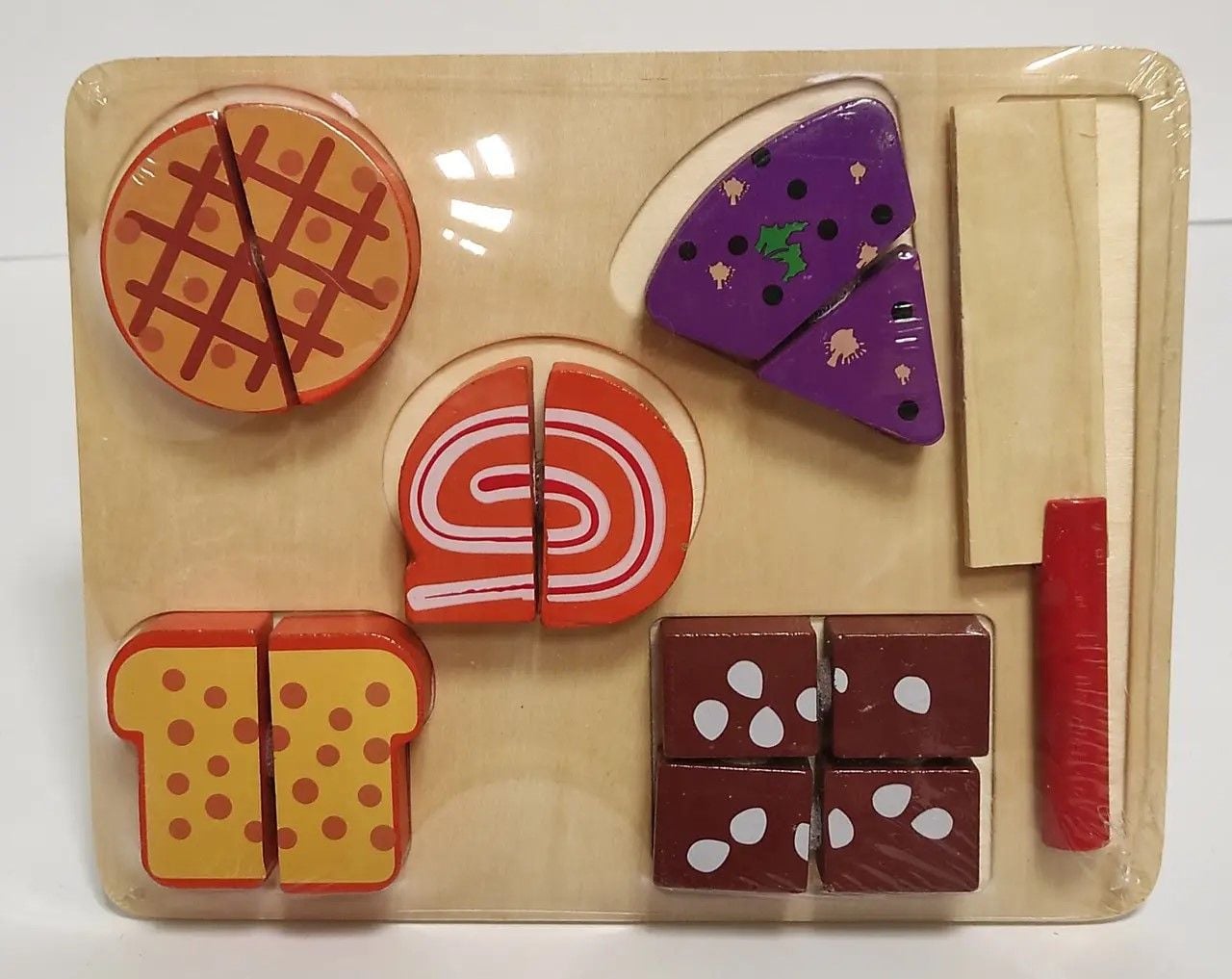 Дерев'яні фрукти на липучці дошка ніж у плівці 22*17 см CLR327 Китай