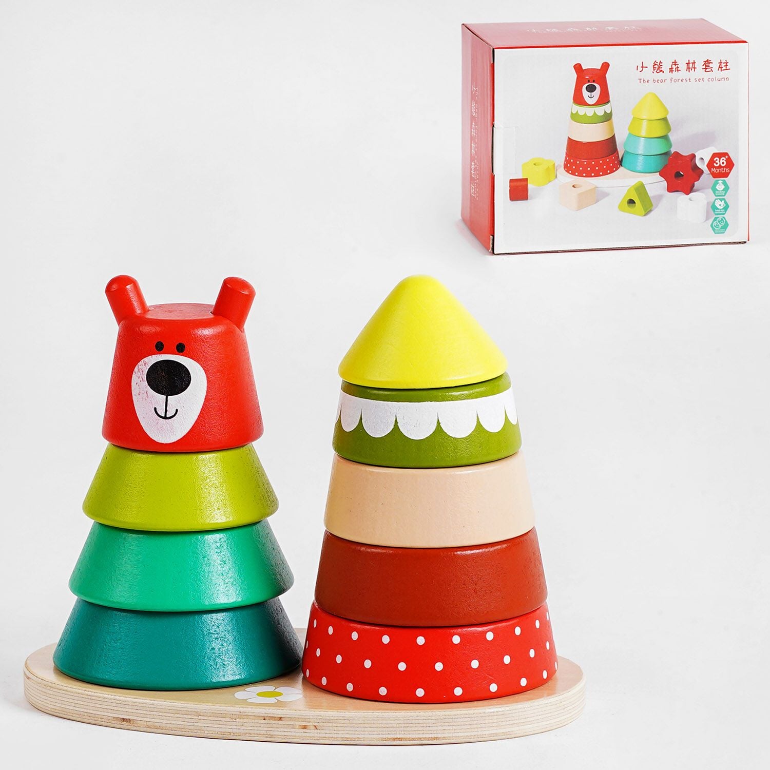 Дерево логіка Пірамідка 2шт  коробка 19*15*11,5 см 54571 Китай