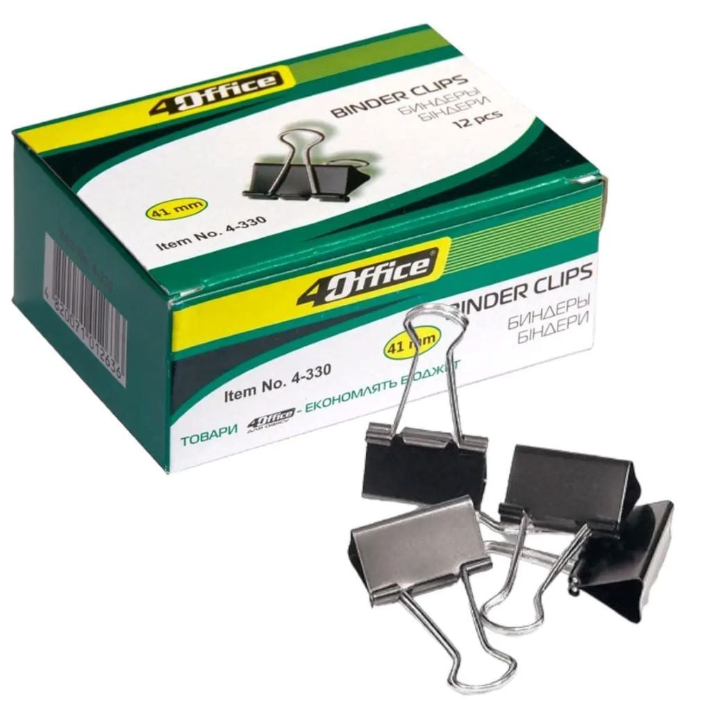Біндер 41мм чорний металевий 4-330 Office