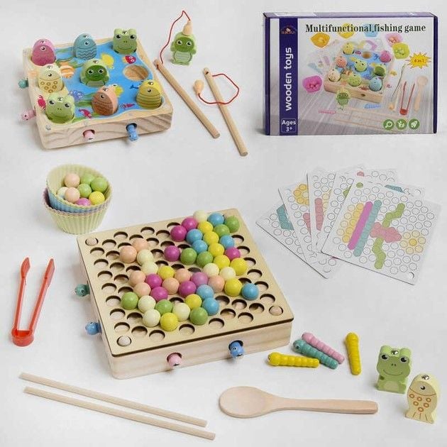 Дерево логіка риболовля  черв'ячки кульки коробка 30*21*4,5см C48691 Китай