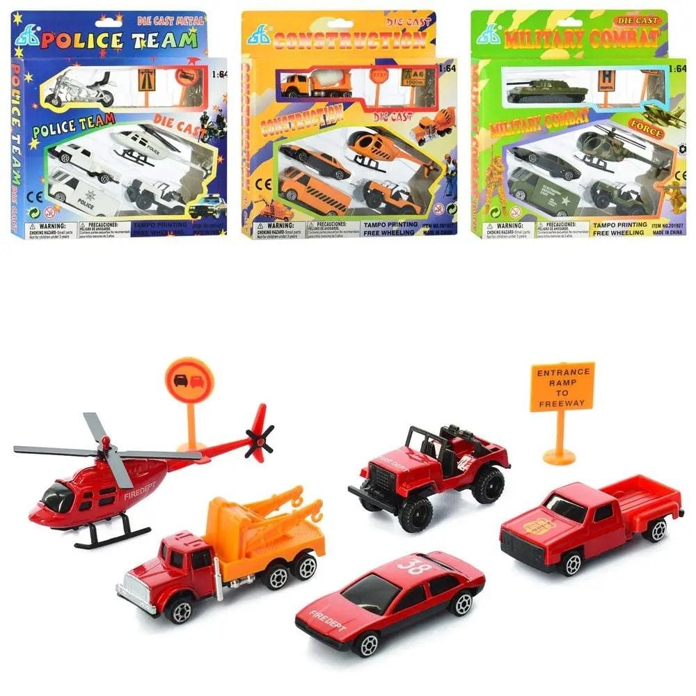 Машини набір транспорту метал 5 шт 4 види 201927 Китай