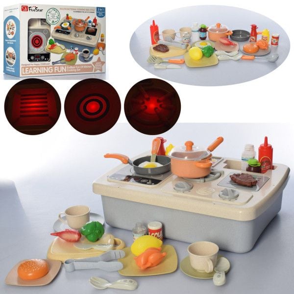 Електроплита 34ел світло звук посуд продукти в коробці 47*32*13см 35386 Китай