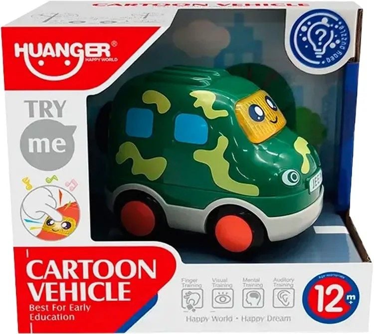 Машина іграшкова Jeep хакі на бат звук світло в коробці 13*11,5*8см HE0537G HUANGER