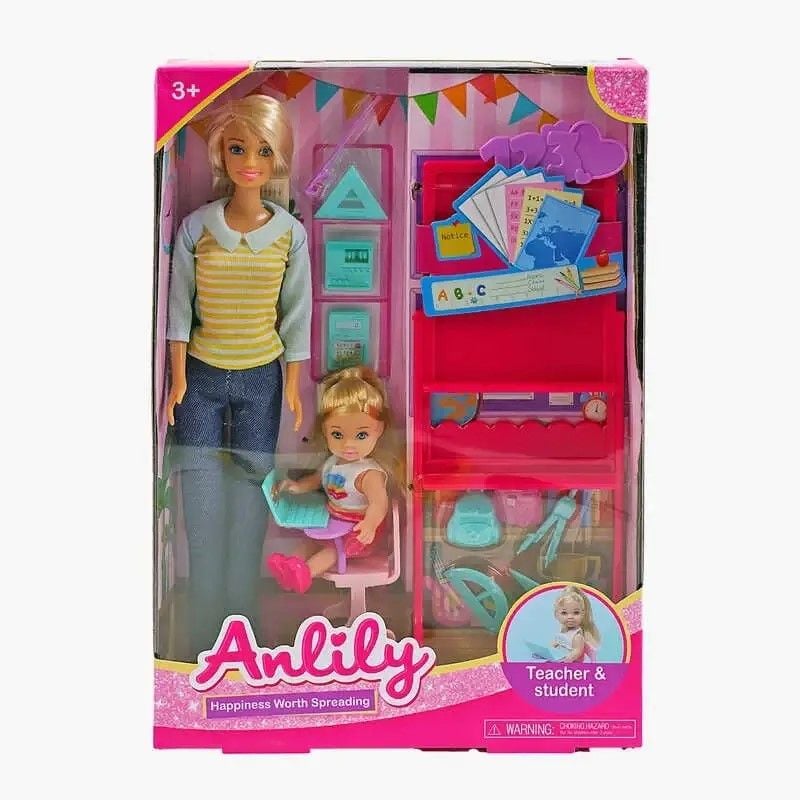 Лялька типу Барбі вчитель і учень у коробці  22*35*5,5см 99246 Китай
