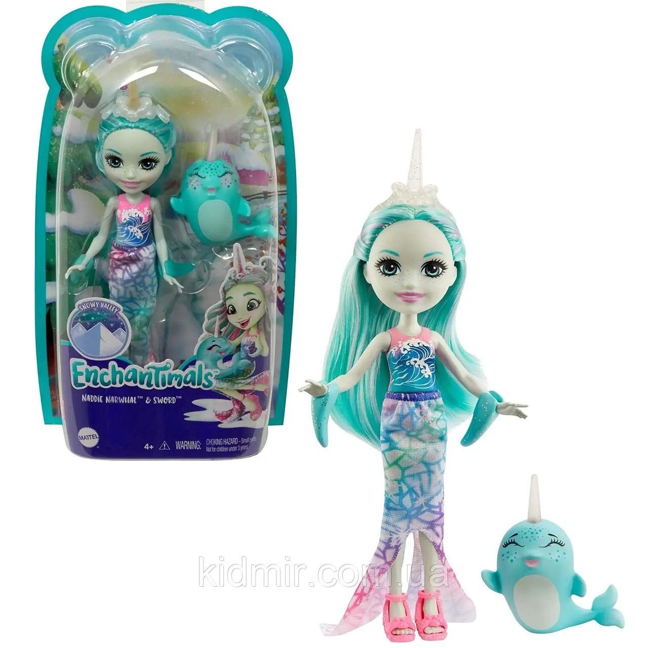 Лялька Enchantimals +тваринка Нарвал Нанді блістер 22*12*4,5см GJX41 kiddisvit