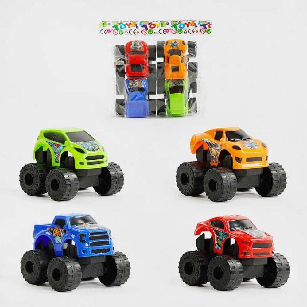 Машина набір пластик 4шт інерція в пакеті 15*15см 1887 Китай