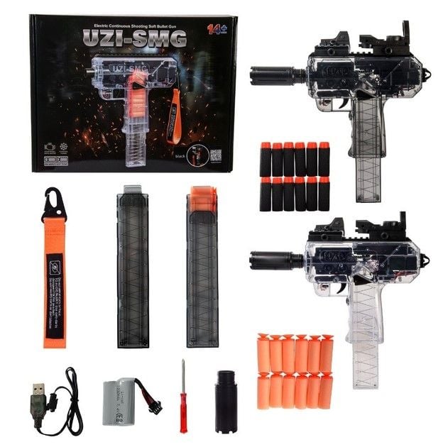 Автомат UZI-SMG порол кулі аккум прозорий корпус  коробкаі 35*28*9см 333-2 Китай