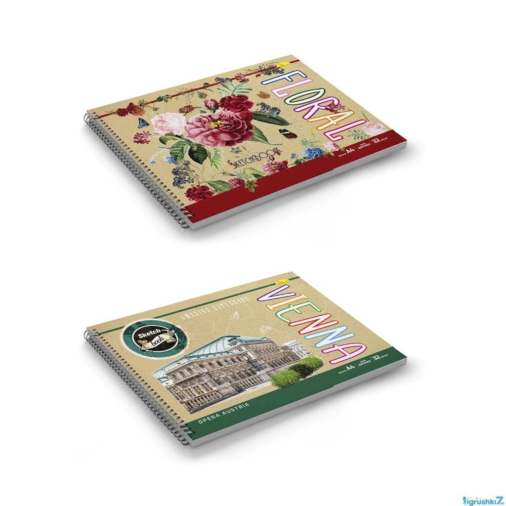 Скетчбук крафт альбом А4 32арк пружина папір ватман СБК-А4-32 Апельсин