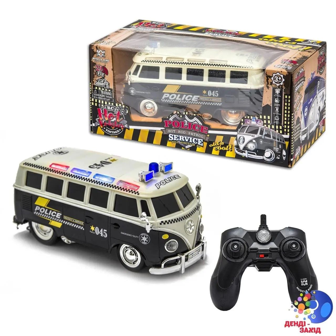 Автобус ретро Muscle King POLICE на радіокеруванні акум4,8V у коробці 32*16*12см MK8055B Китай