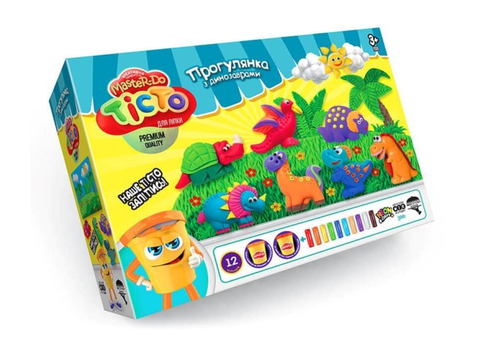 Тісто пластилінове для ліпки  Master Do люкс  Прогулянка з динозаврами 12шт у коробці 26*19*7см TDM-07-01U Danko toys