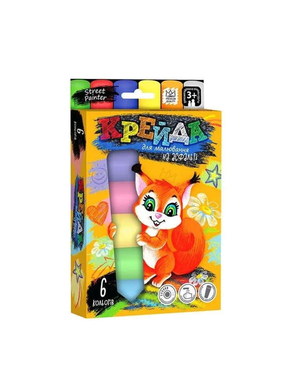 Крейда кольорова кругла 6шт на асфальті в коробці 14,5*11*2,5см MEL-01-04U Danko toys